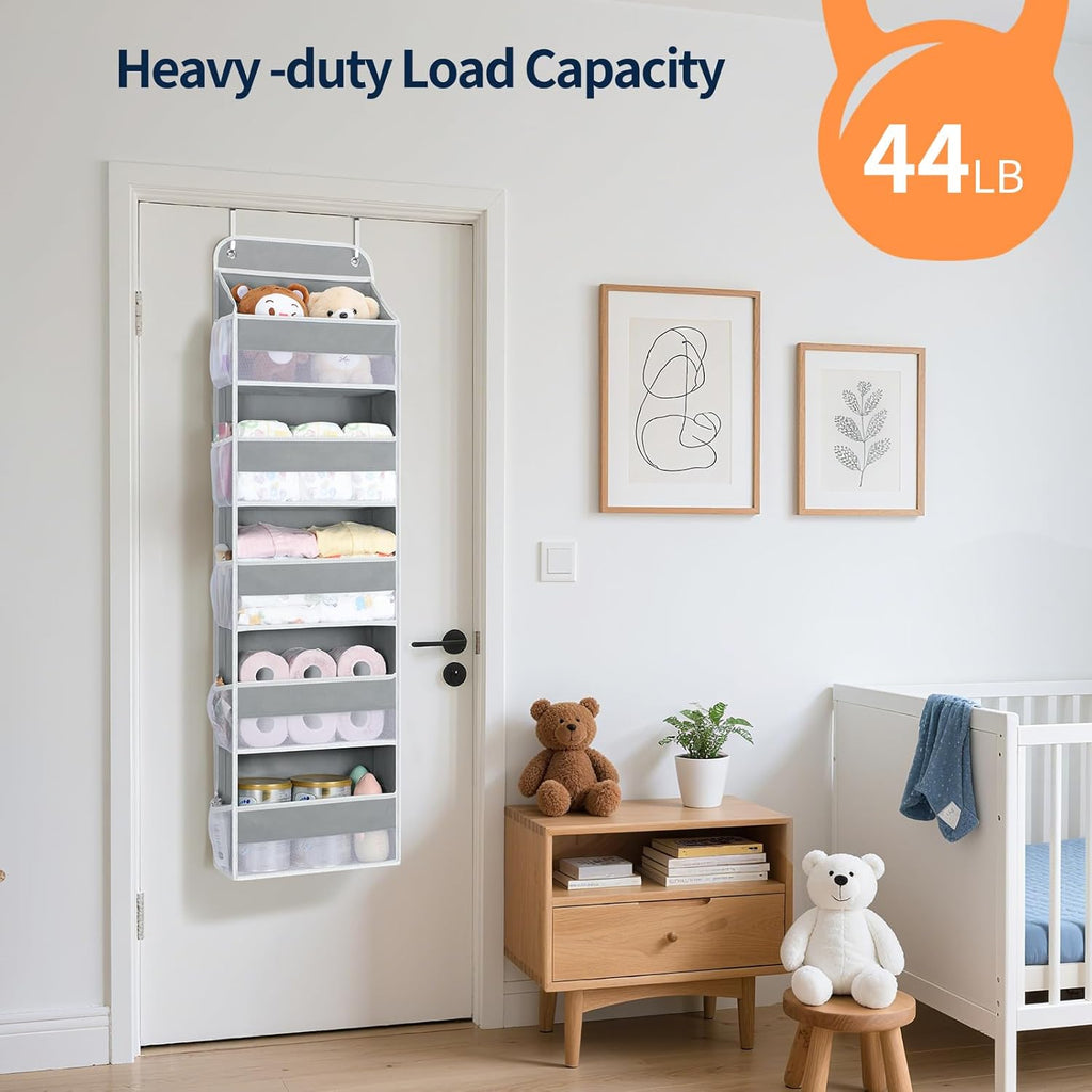 Yecaye Over The Door Organizer Storage, 5-Tier Heavy Duty Door Organizers Hanging with 10 Side Mesh