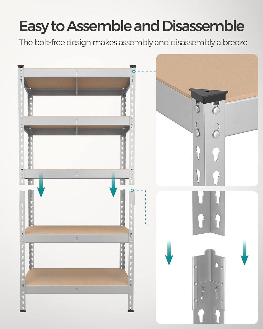 SONGMICS 5-Tier Storage Shelves, Load 2310 lb, Set of 2 Garage Storage, Boltless Assembly