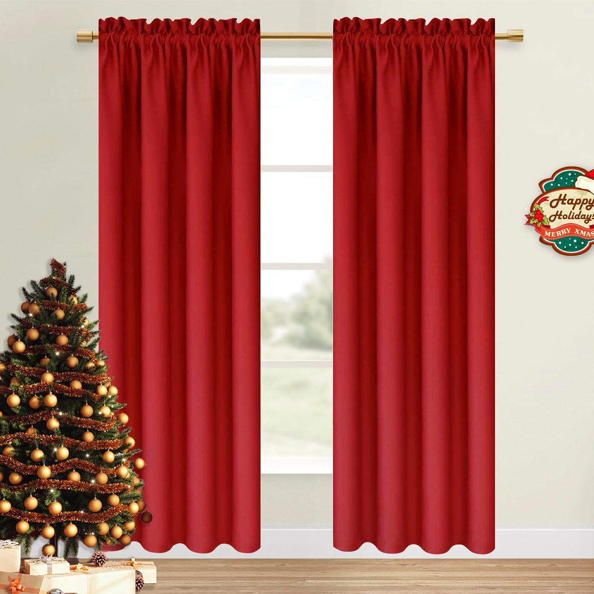 DWCN Christmas Blackout Curtains for Bedroom – Thermal Insulated Energy Saving Drapes for Living