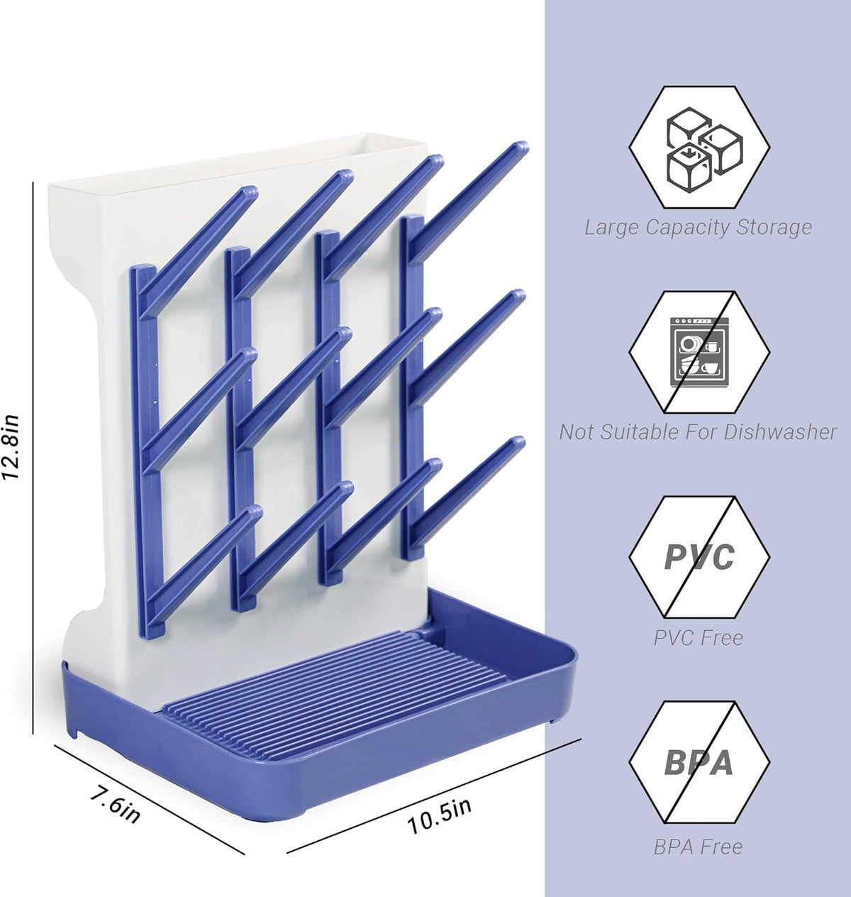 Baby Bottle Drying Rack: Vertical Space Saving Standing Bottle Organizer for Countertop – Holds