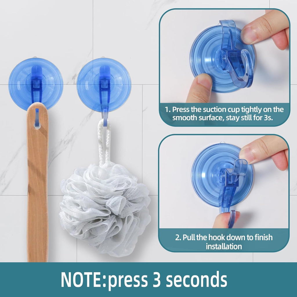 Antimbee 3 Pack Suction Hooks, Clear Suction Hangers for Shower, Bathroom, Glass, Door, Windows