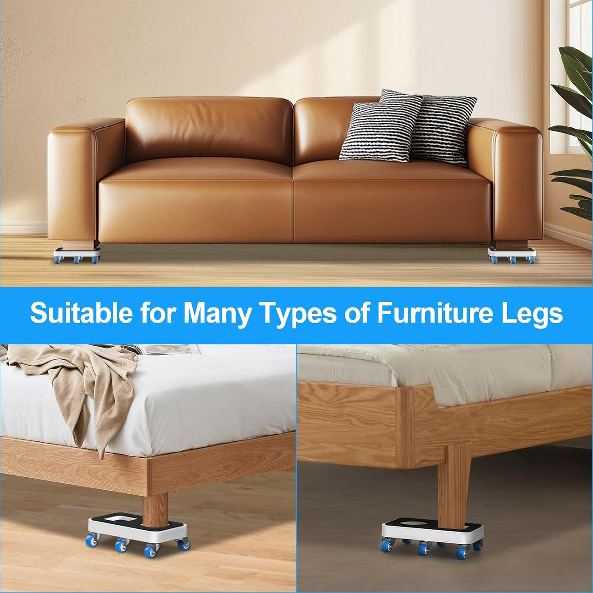 Furniture Dolly with Dual Groove Design: Furniture Sliders with 6 Wheels - for Various Types of