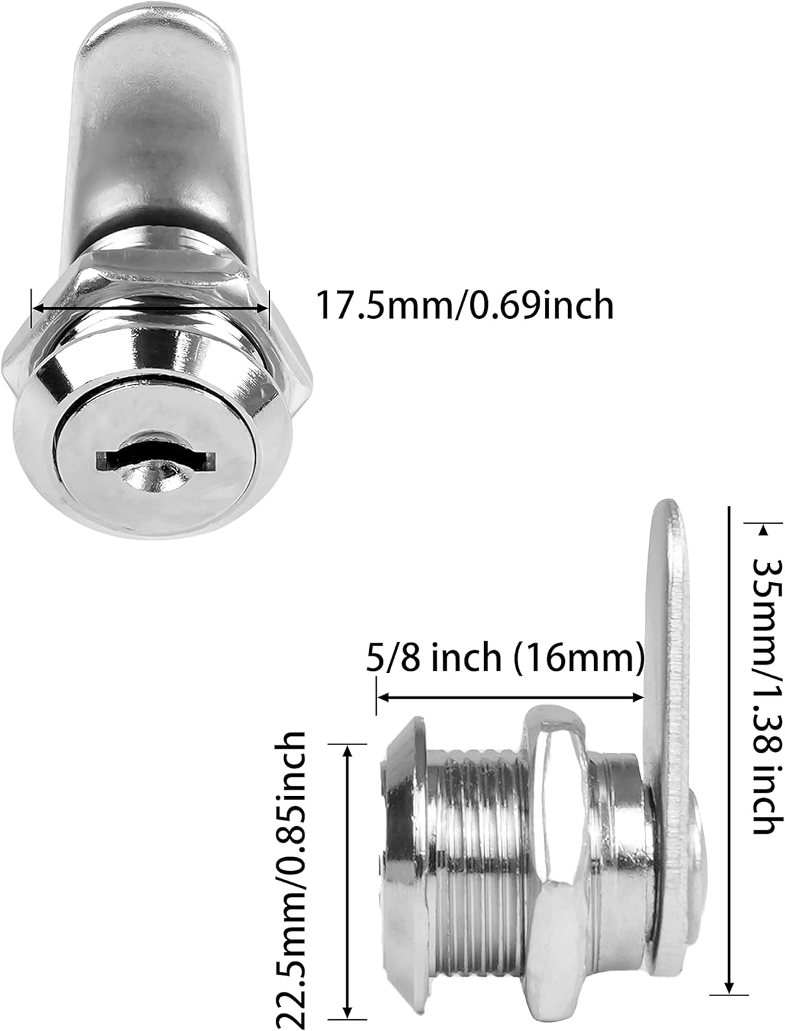 Cabinet Locks, 6 Pcs MoHern Keyed Alike 5/8 Inch (16mm) Rv Storage Lock, Cylinder Locks, Zinc Alloy