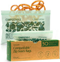Cleanomic Compostable* Snack Size Food Storage Bags (50 Eco Zip) Freezer and Leak Proof, Also