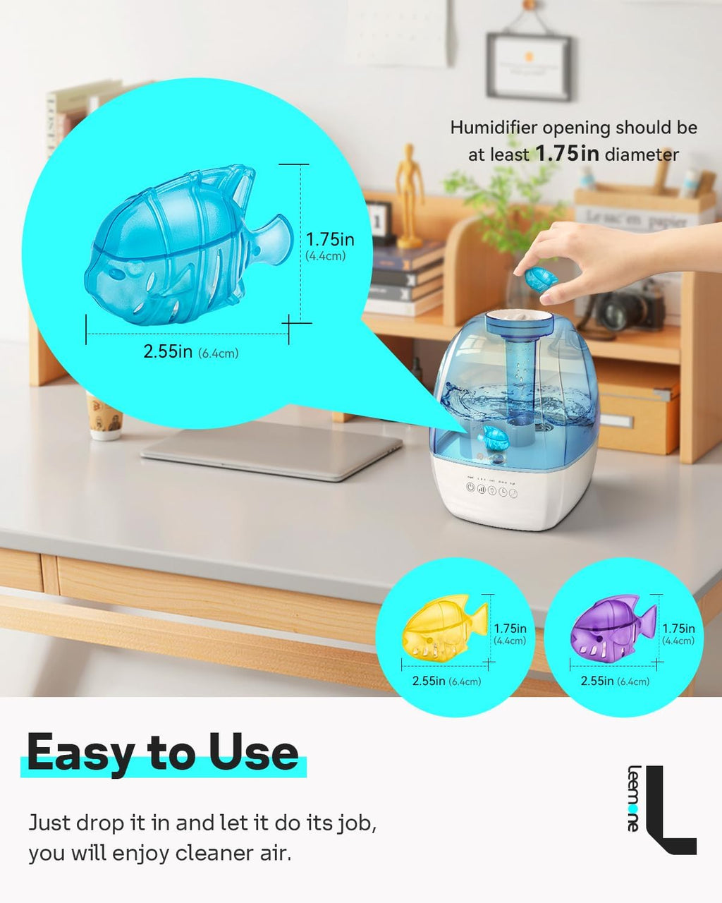 Leemone Humidifier Cleaning Fish for Humidifiers & Fish Tanks, 10 Pack Humidifier Cleaner, Purifies