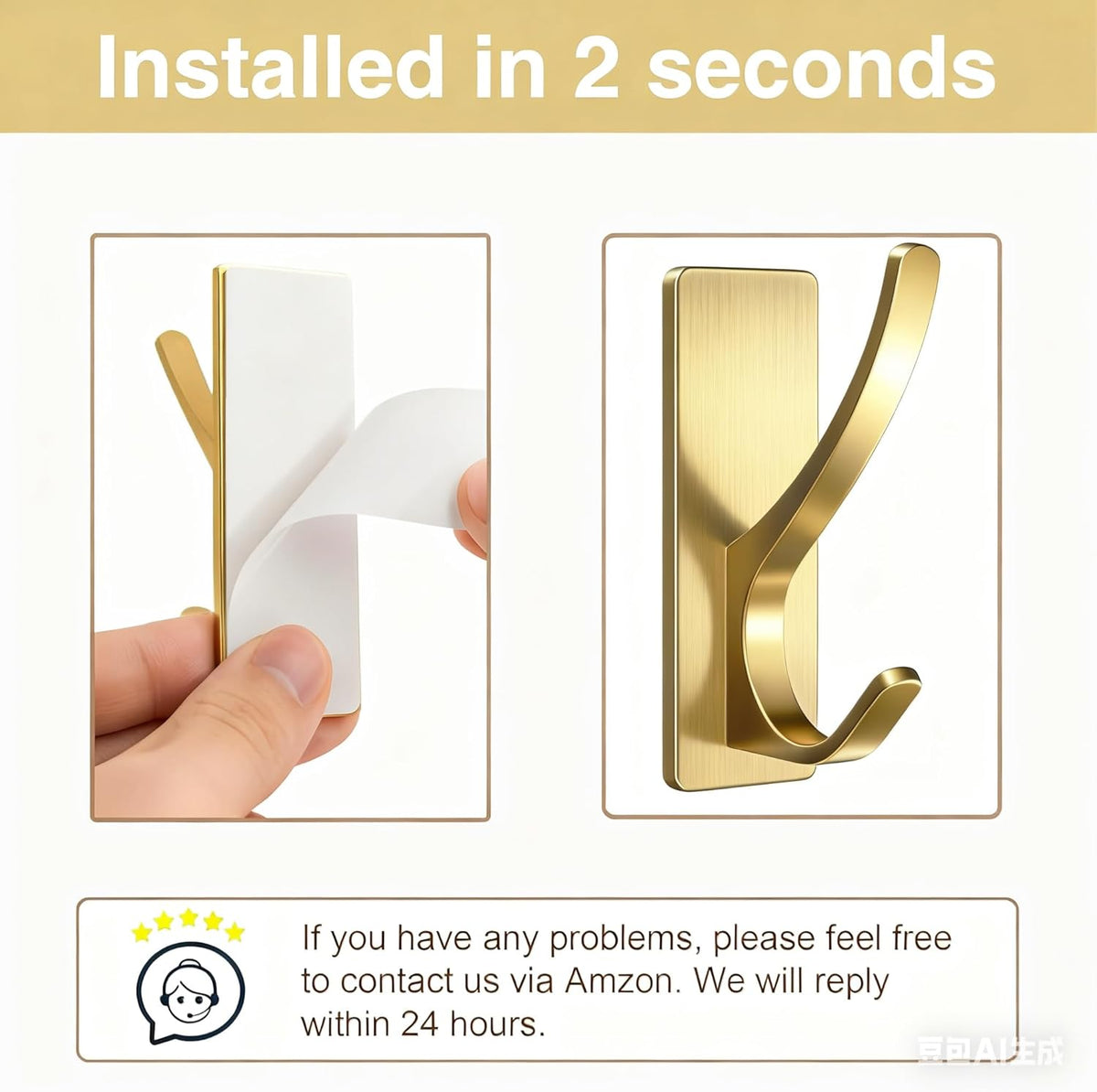 10 Pack Self Adhesive Coat Hooks for Hanging, Heavy Duty Stainless Double Wall Hook for Towel