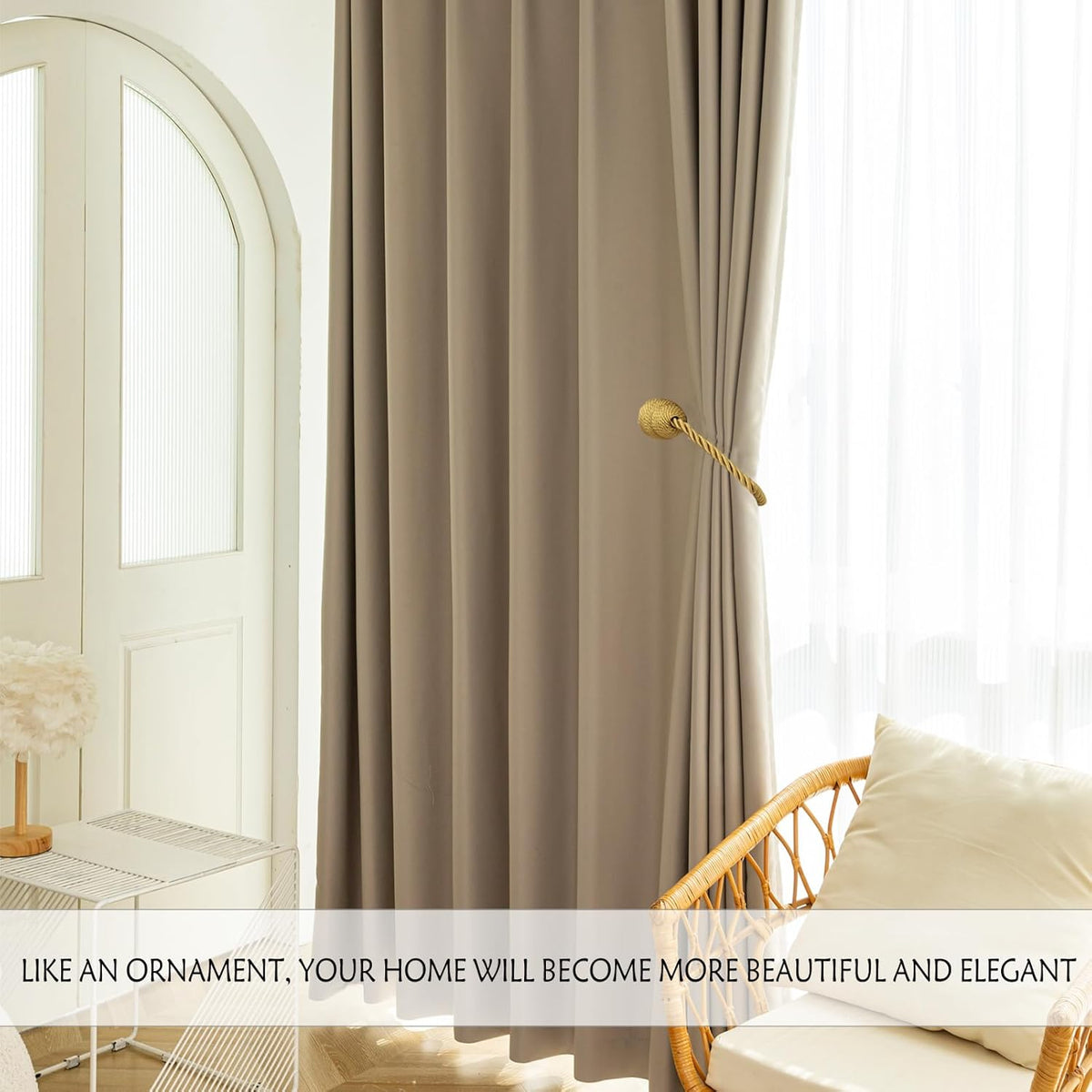 Magnetic Curtain Tiebacks Rope Curtain Tie Backs for Curtains 2 Pack Curtain Holders for Drapes