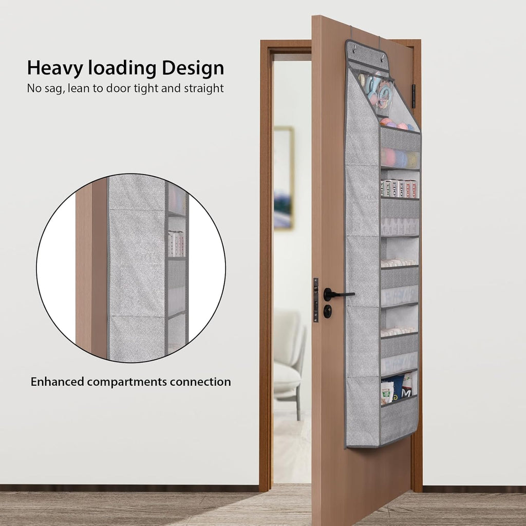 Univivi 6-Shelf Over Door Hanging Organizer Fabric Baby Door Storage with 5 Large Pockets and 3