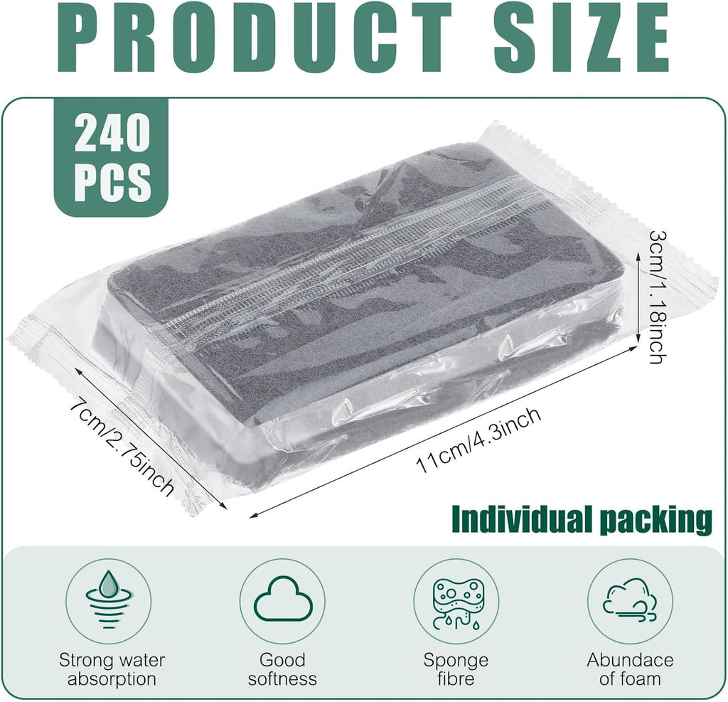 Tanlade 240 Pcs Individually Wrapped Sponge Dishwashing Sponge Bulk Non Scratch Scrub Sponges