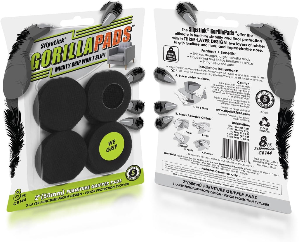 Slipstick GorillaPads CB144 Non Slip Furniture Pads/Grippers (Set of 8) Furniture Feet Floor