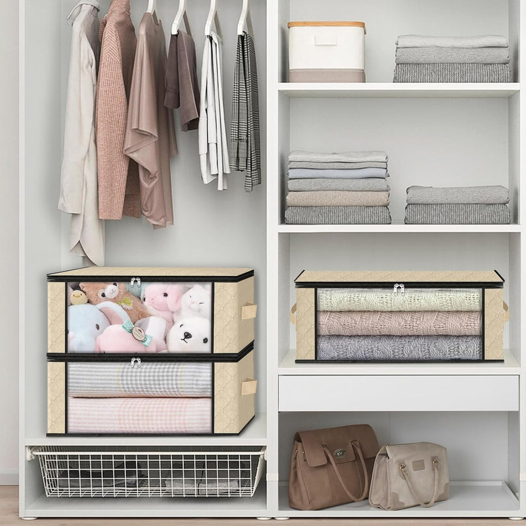 HomeHacks Storage 10-Pack Clothes Organizer Storage Bags Foldable Storage Box with Large Clear
