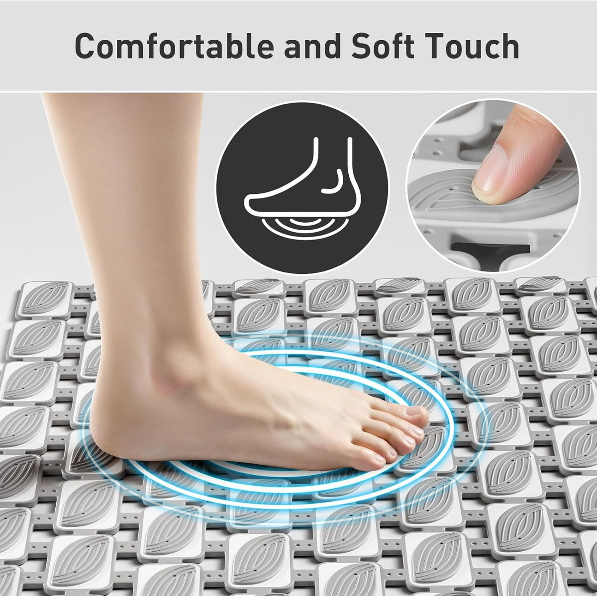 Shower Mat Non Slip Bathtub Mat - 27 x 16 Inch Eco-Friendly Soft Bath Mat for Tub Non Slip Shower