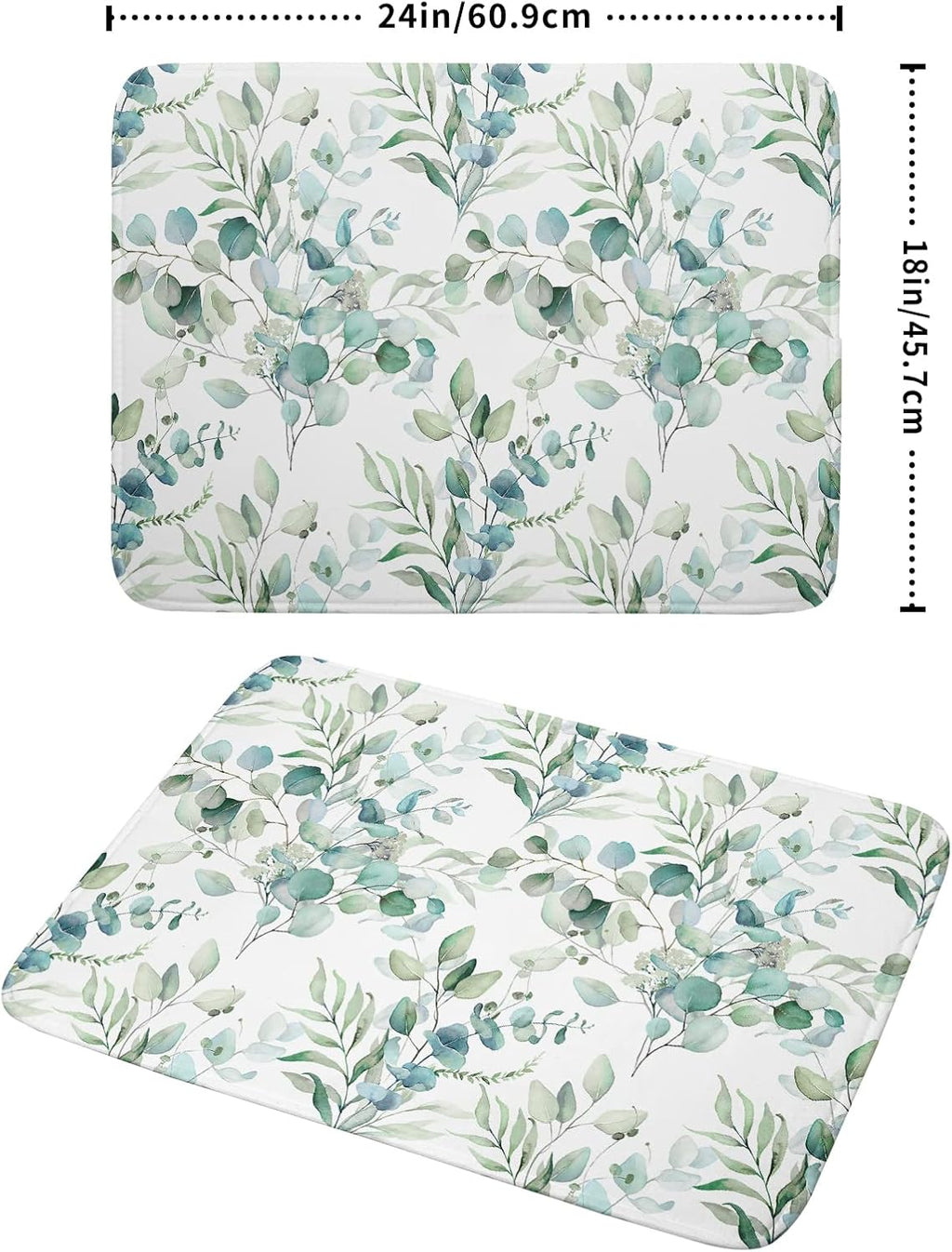 Sage Green Leaves Dish Drying Mats for Kitchen Counter 18x24 Inch, Leaves Kitchen Drying