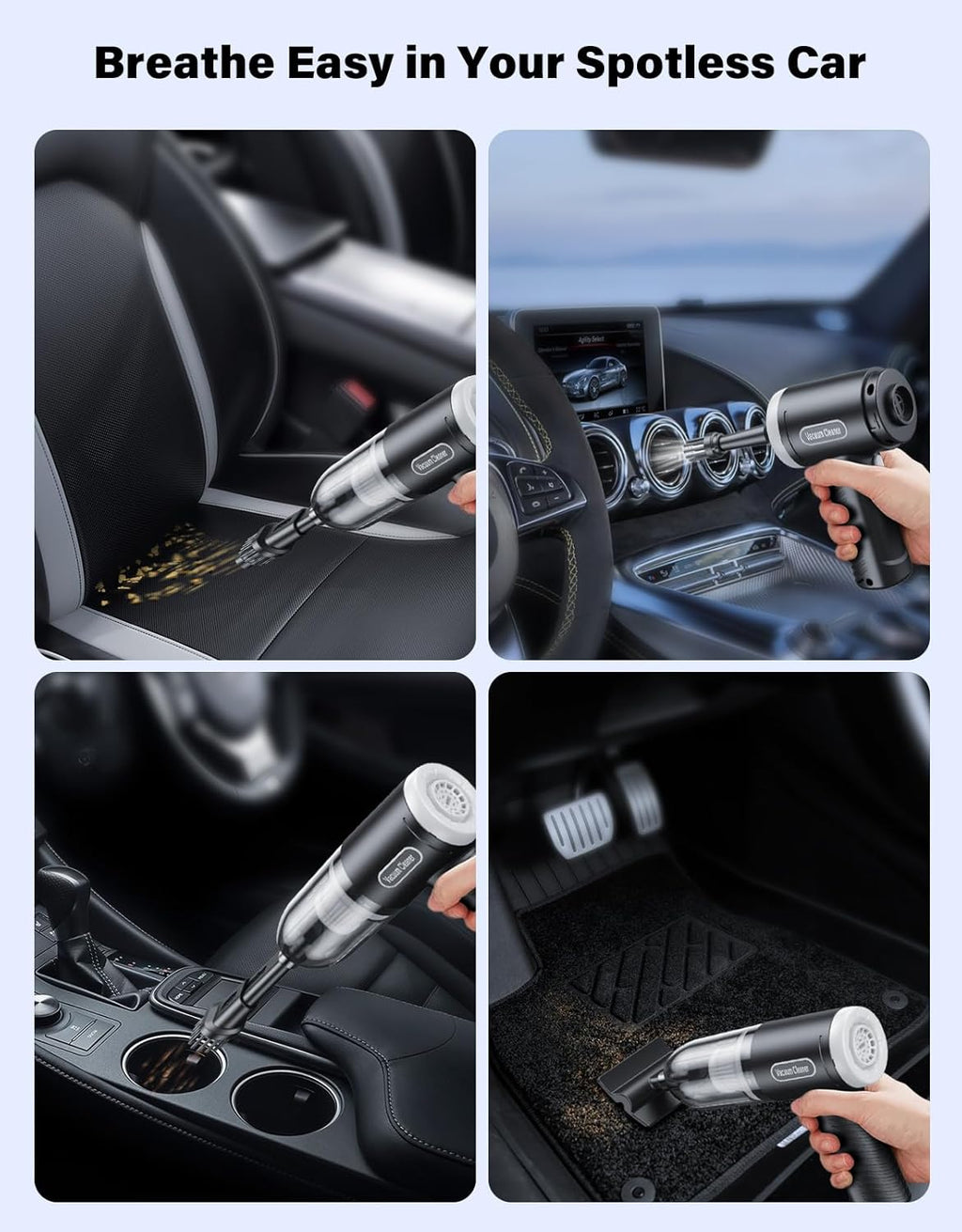 Car Vacuum Portable Cordless, 9000Pa Handheld Vacuum Mini Vacuum Cleaner High Power with Best