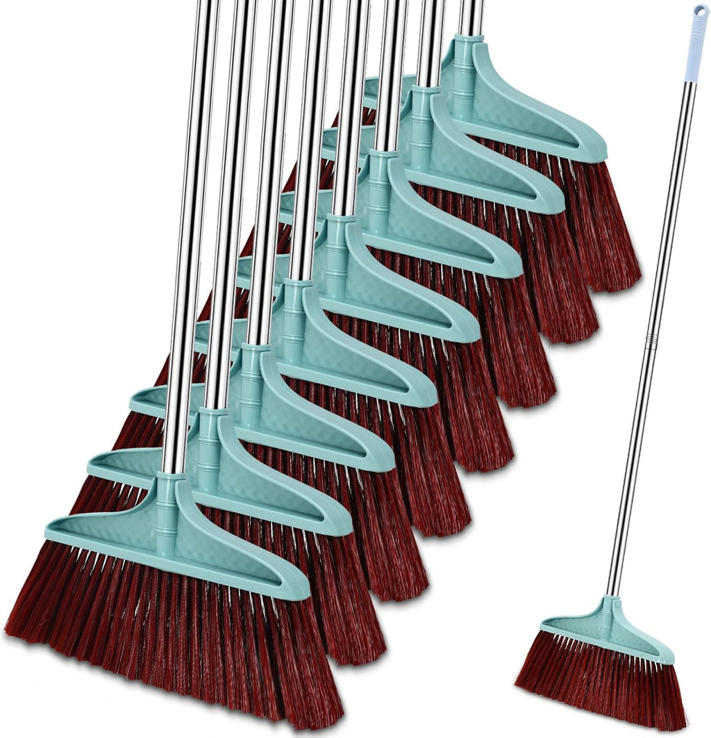 Lasnten 8 Pcs Heavy Duty Broom Commercial Set 49" Stainless Steel Detachable Handle Indoor and