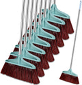 Lasnten 8 Pcs Heavy Duty Broom Commercial Set 49" Stainless Steel Detachable Handle Indoor and