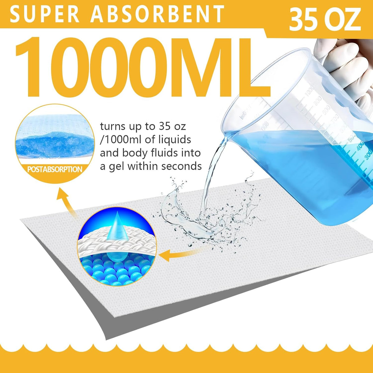 Senvok Commode Liners with Highly Absorbent Pads - 60 Pack | Lemon Scented | Leak-Proof Medical