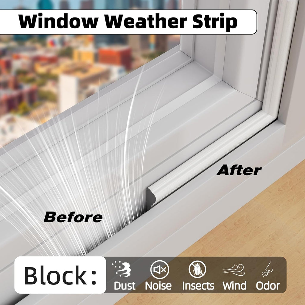 2Pcs×196" Wedge Weather Stripping Door Seal Strip for Door Frame & Window,Self Adhesive Window