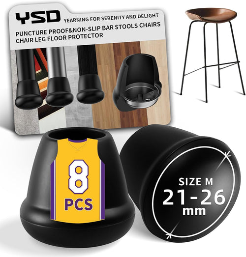 1 Inch Heavy Duty Rubber Chair Leg Caps - 8 PCS Non-Slip Furniture Floor Protectors with Metal