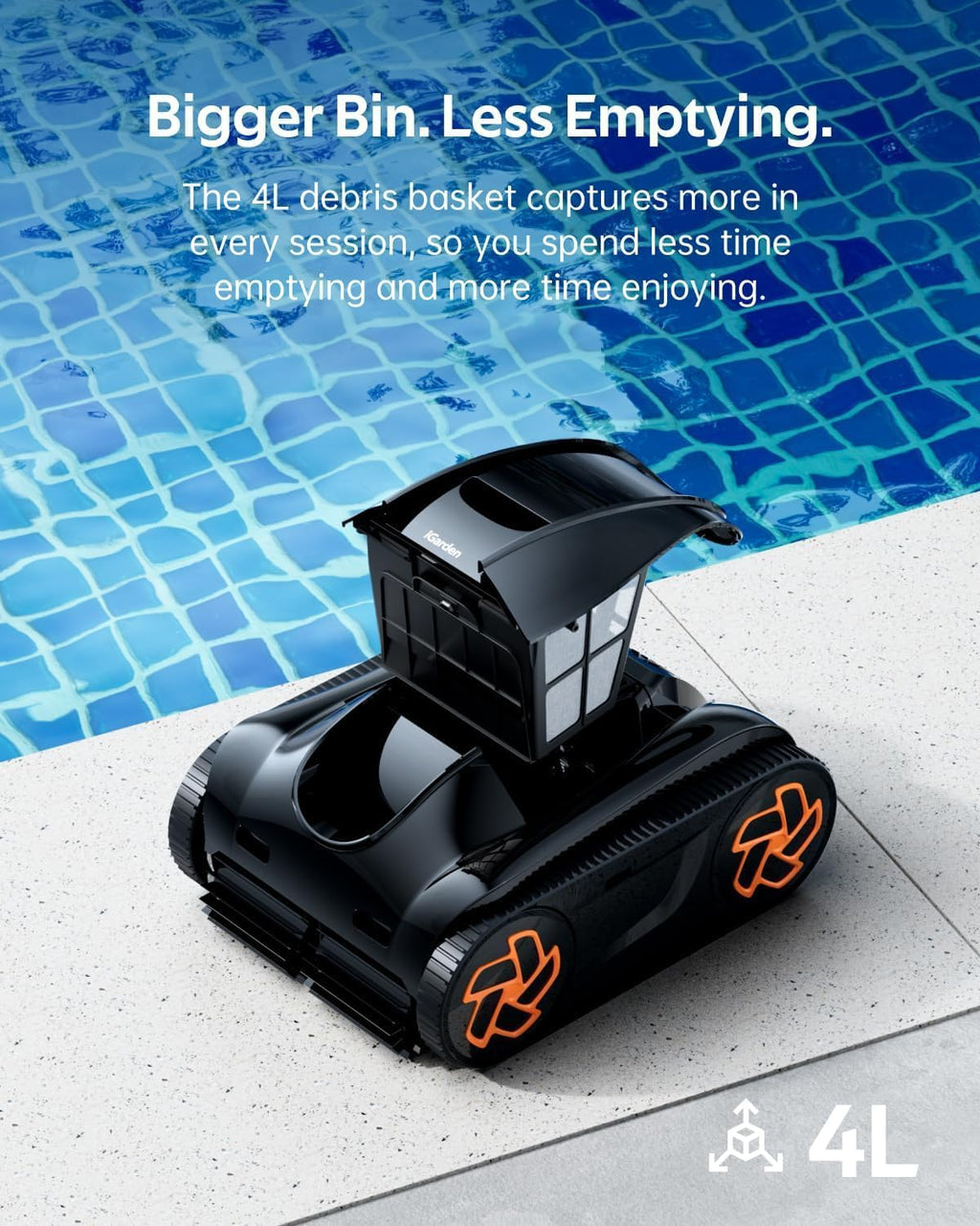 (2025 Upgrade) iGarden Pool Cleaner K80, 8H Runtime, Robotic Cordless Pool Vacuum, Smart