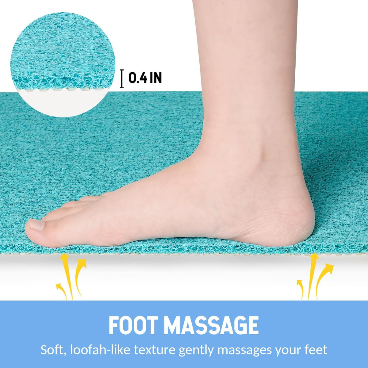 Non-Slip Bathtub Mat, 2 Pack Anti Slip Shower Mat, Fast Drying Bathtub Mats, Foot Scrubber Mat