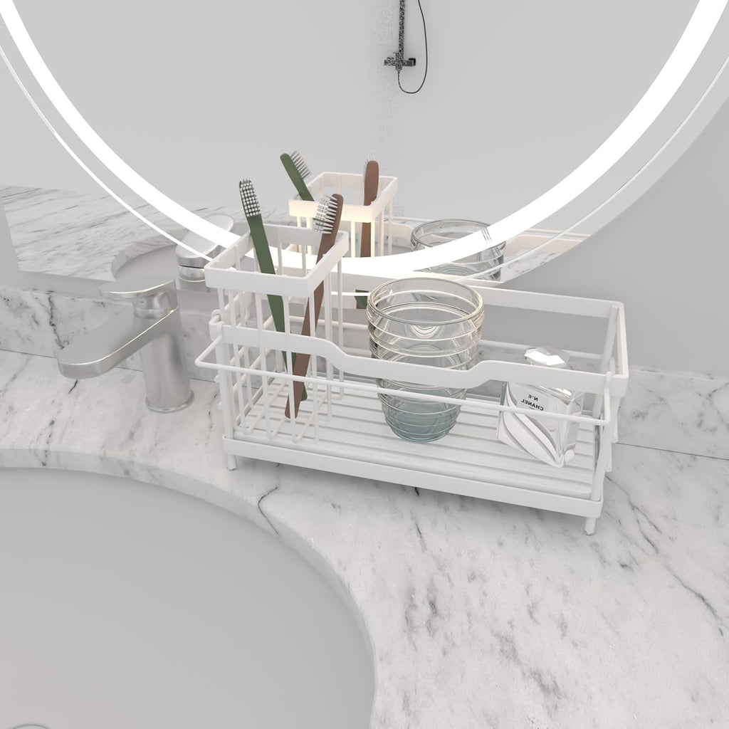 Sponge Holder for Kitchen Sink,Sink Caddy Organizer with Stone Drying Tray, Stainless Steel Kitchen