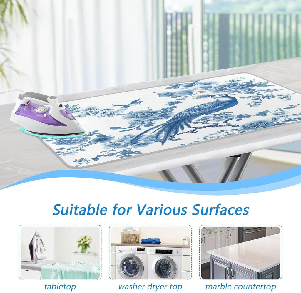Chinoiserie Flower Peacock Ironing Mat Thickened Ironing Blanket Travel Portable Double-Side Using