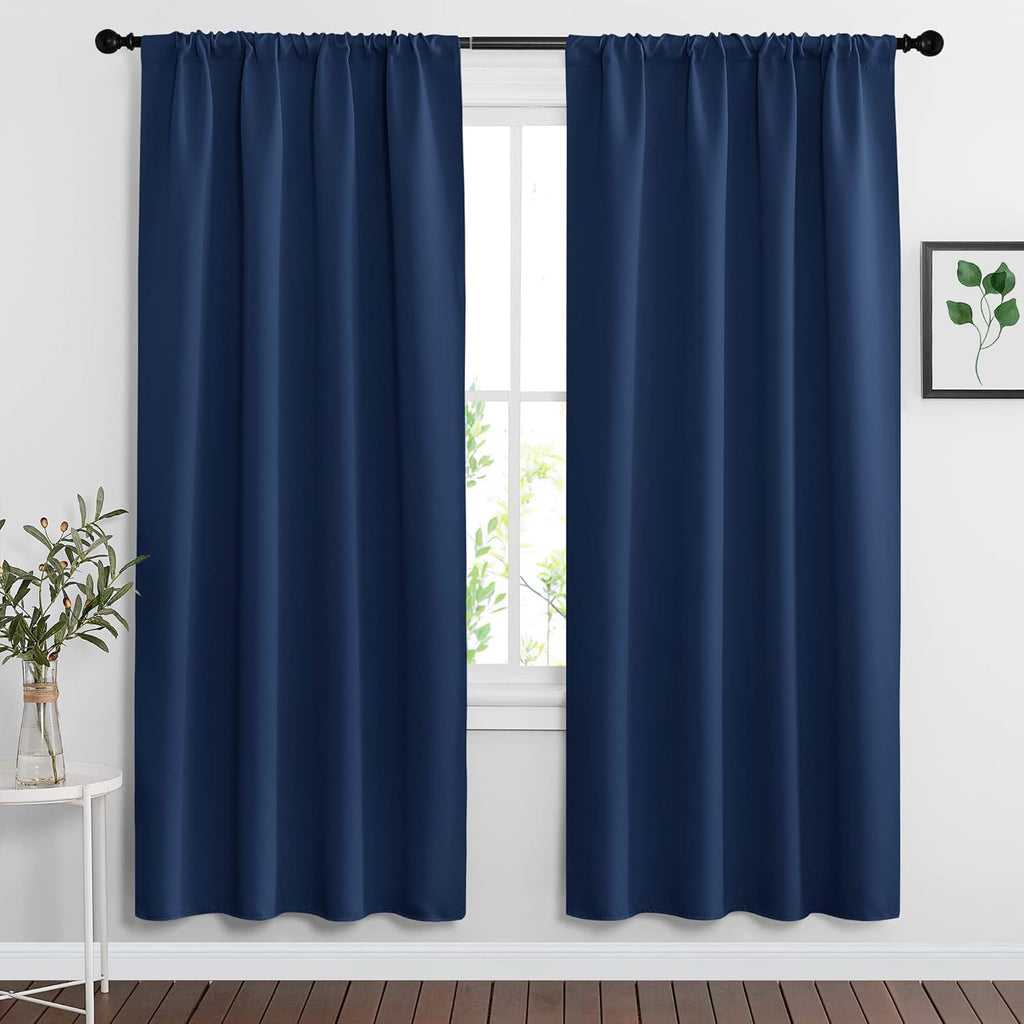 RYB HOME Curtains for Bedroom 72 inches Long, Blackout Thermal Insulating Window Treatment Drapes