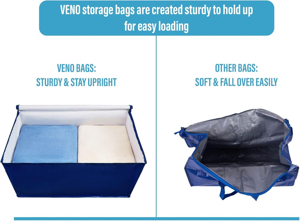 VENO 4 Pack Moving and Storage Bags, Heavy Duty, Alternative to Moving Boxes, Large Packing Totes