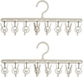 Clothes Hanger 2 Pack with 8 Clips,Clothes Drying Racks Windproof for Drying Socks Bras Underwears