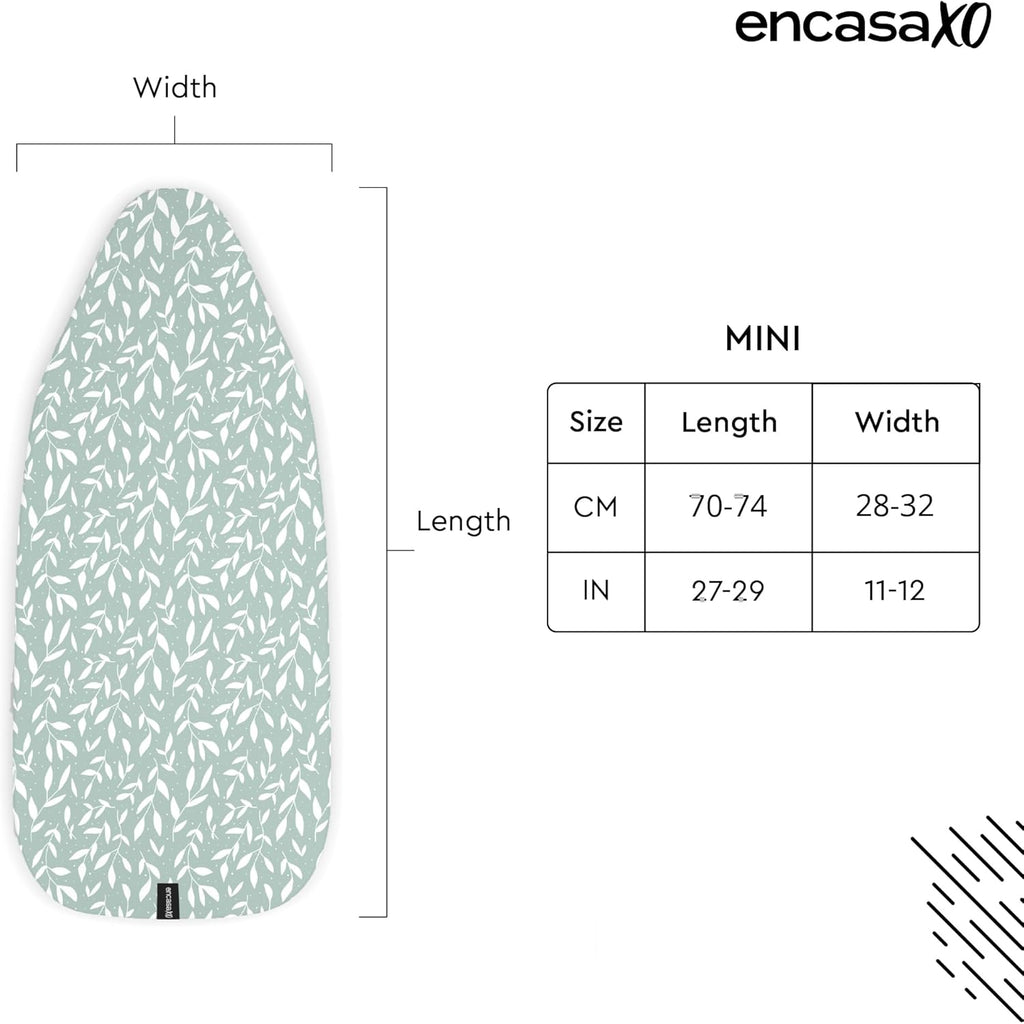Encasa XO Ironing Board Cover and Pad 28"x12" - Thick 3mm Felt Padding, Drawstring Tightening &
