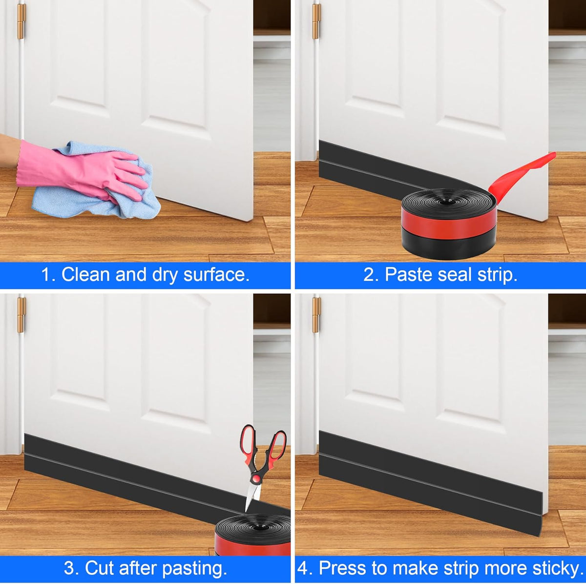 ToLanbbt Weather Stripping Silicone Door Seal Strip 2 in x 20 ft Door Draft Stopper Self Adhesive