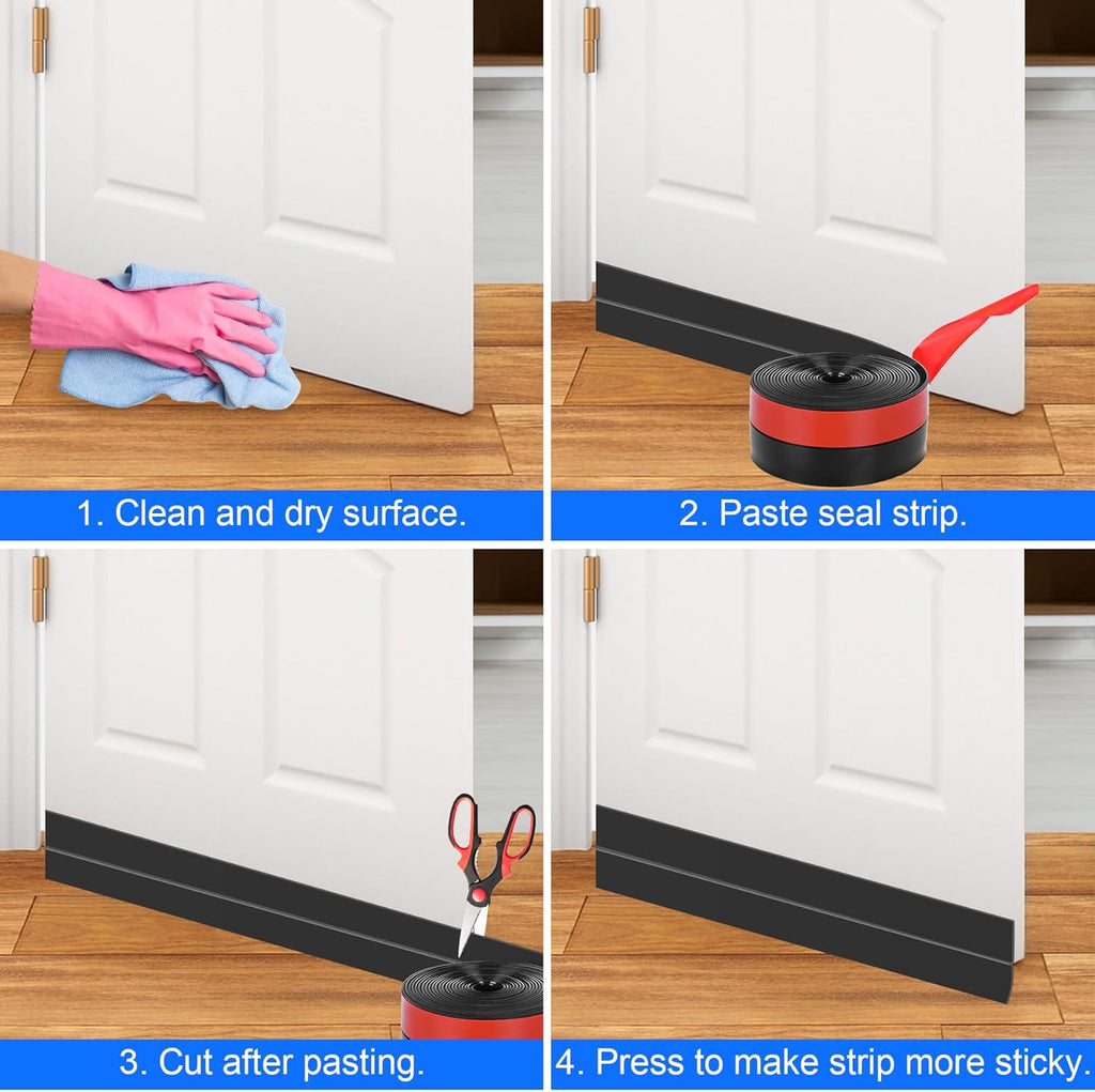 ToLanbbt Weather Stripping Silicone Door Seal Strip 3 in x 20 ft Door Draft Stopper Self Adhesive