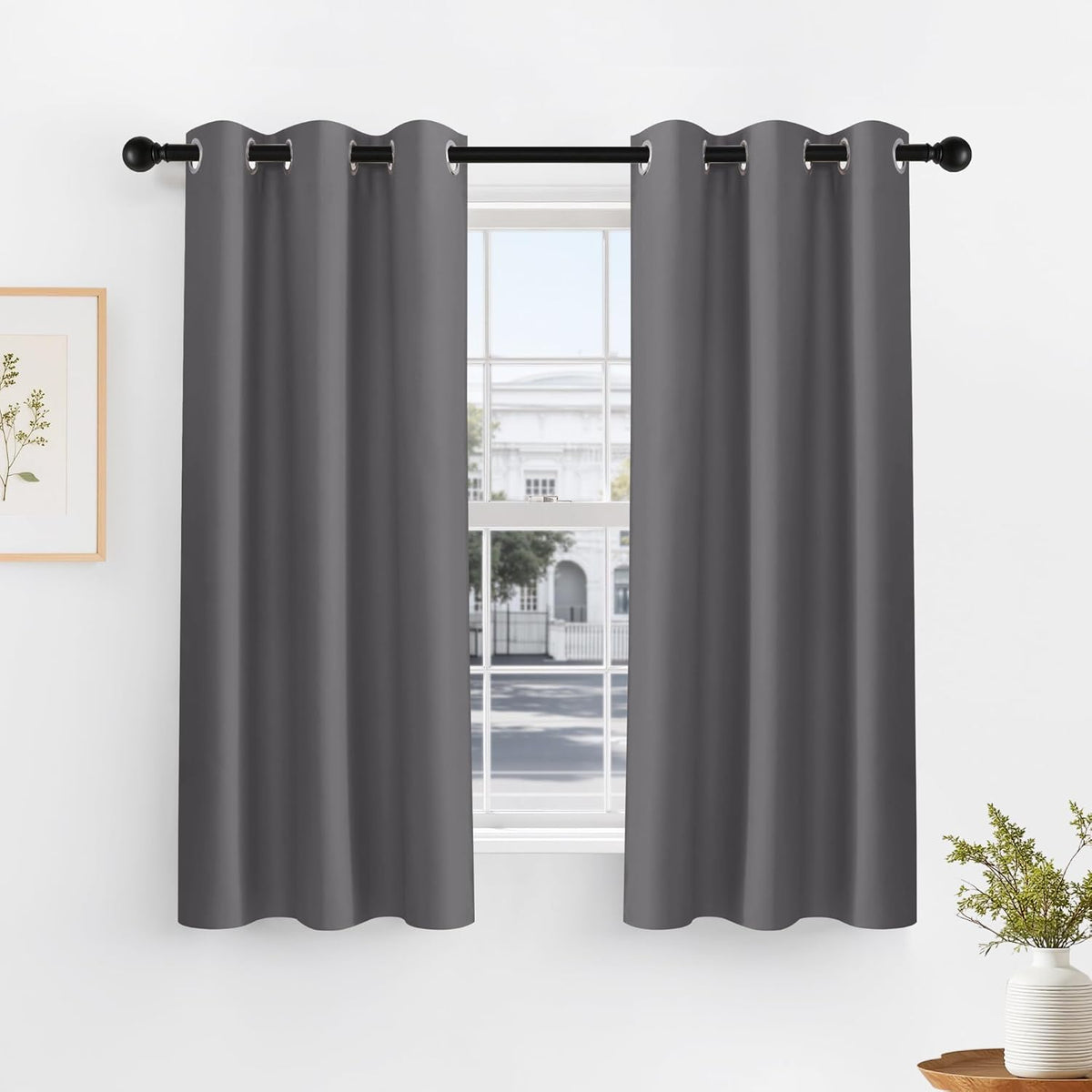 PONY DANCE Grey Kitchen Curtains 40 inch Length -Blackout Camper Curtains for Travel Trailers