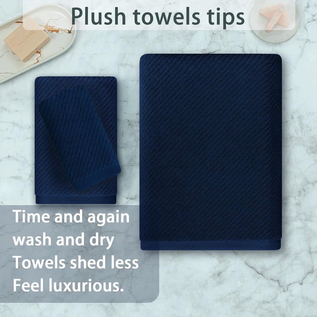 Blue Towels Set for Bathroom, Luxury 3 Piece Gift set, 100% Cotton | Quick Dry | Soft | Thick, 1