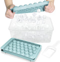 WIBIMEN Ice Cube Tray with Lid and Bin - Round Ice Trays for Freezer with Lid - Ice Cube Trays for