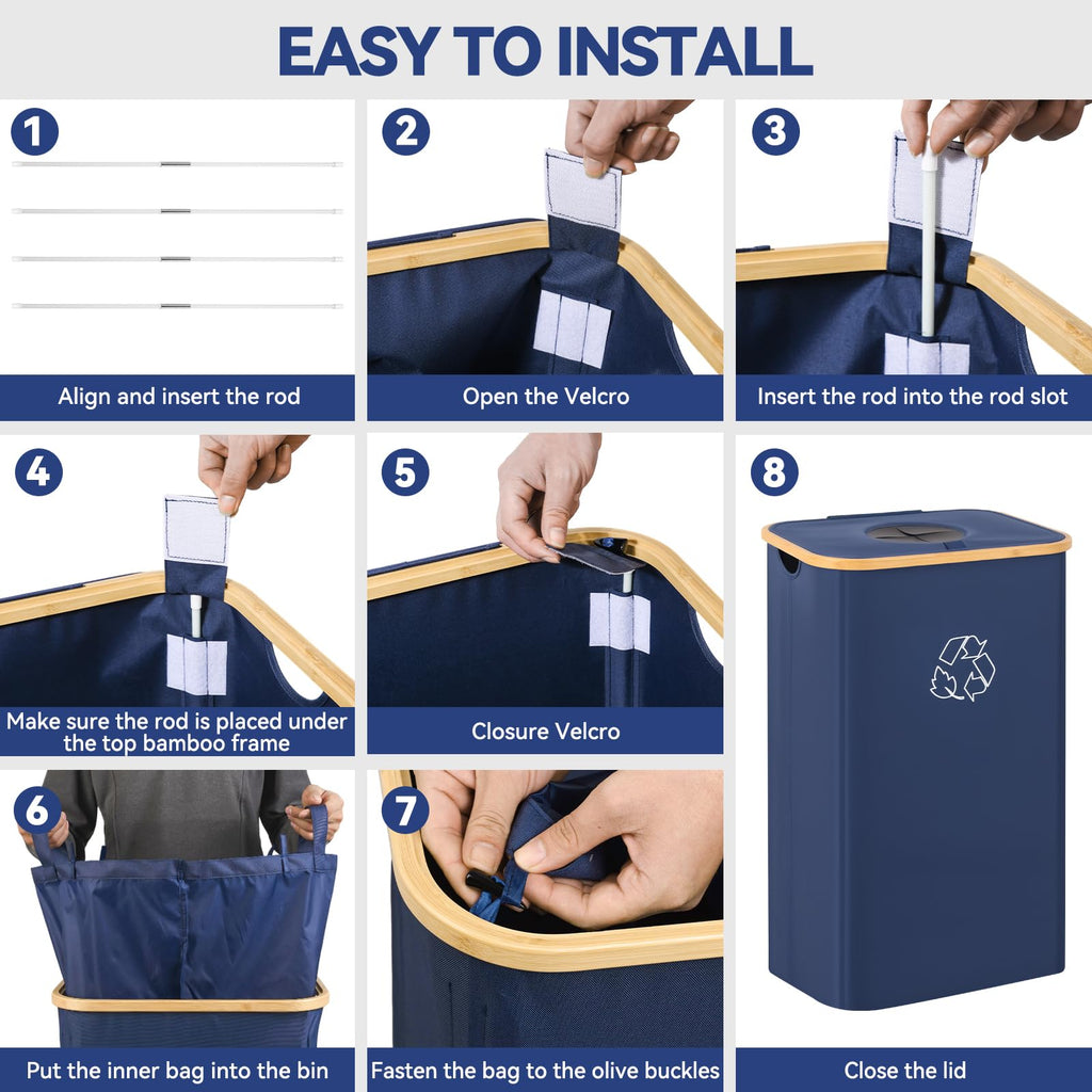 CFGUK Recycling Bin for Kitchen, 26 Gallon 100L Indoor Home Recycle Bin with Lid and 2 Removeable