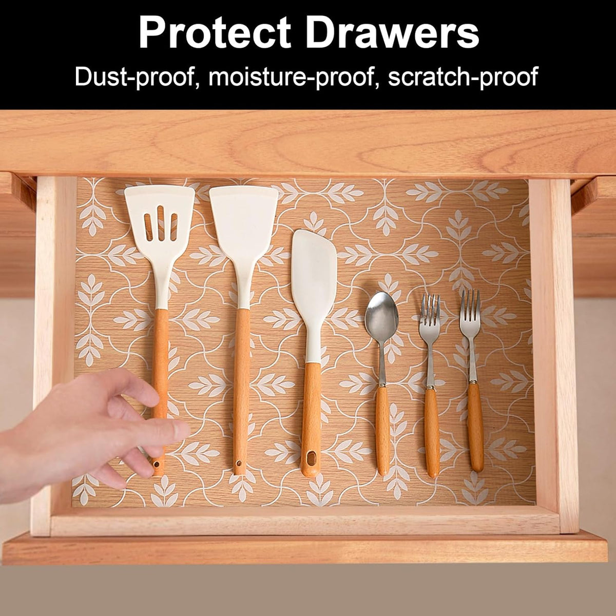 Cooyes Shelf and Drawer Liners for Kitchen Cabinets, Non Adhesive Cabinet Liner, EVA Waterproof