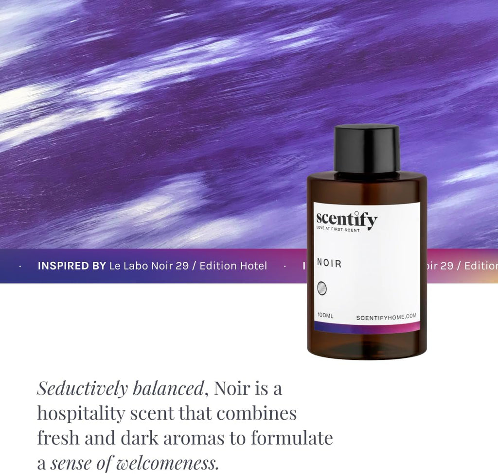 Scentify Noir Aroma Oil Refill Scent for Oil Diffusers - Bergamot, Bay Leaf, Vetiver, Cedar, Musk