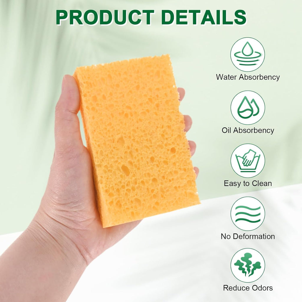 12-Pack Kitchen Sponges, Condense Eco Cellulose Non-Scratch Scrub Heavy Sponge for