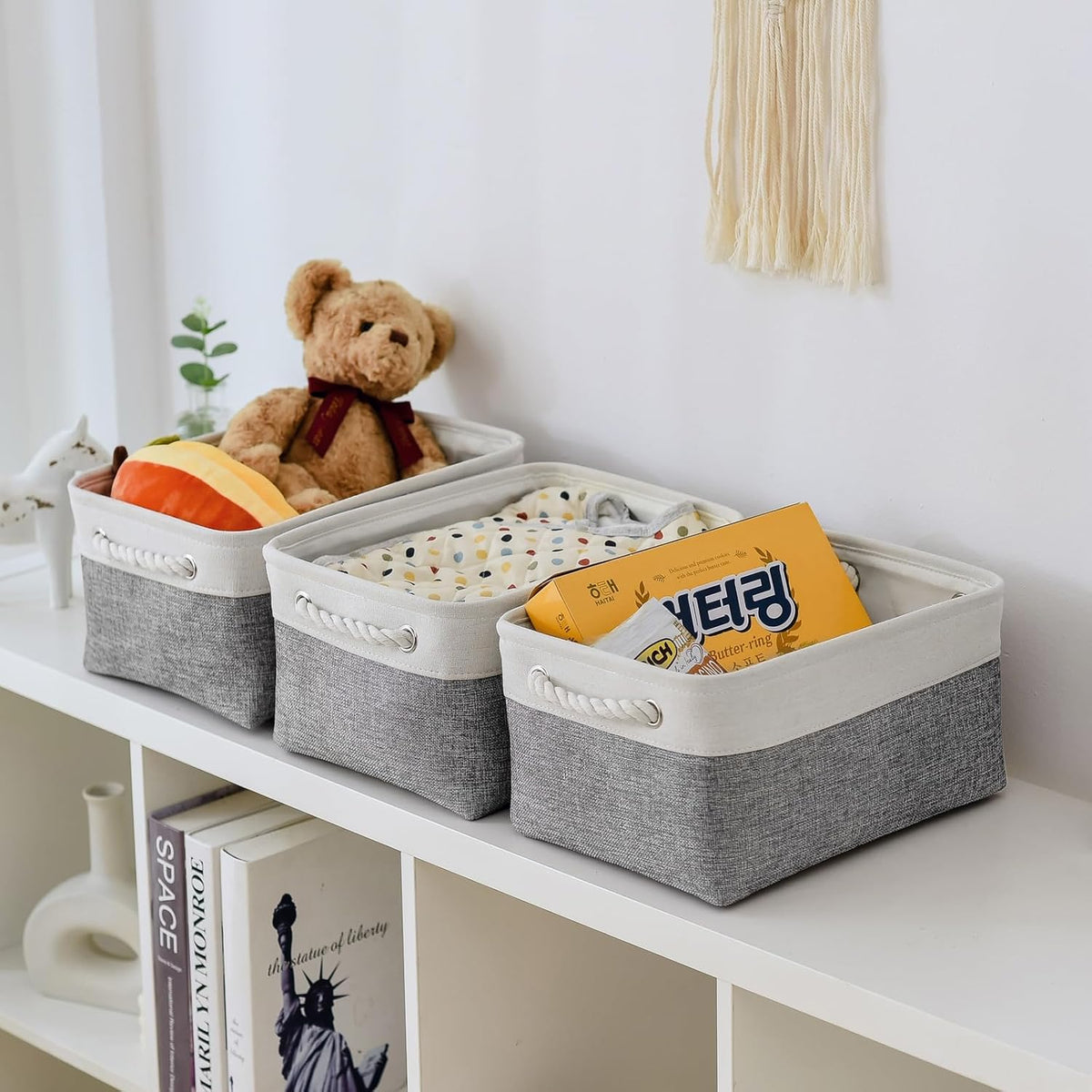 TheWarmHome Organization and Storage Basket for Shelves - 1 Pack 14x10x6.7 inch Collapsible Storage