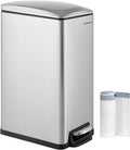 SONGMICS Slim Trash Can, 13-Gallon (50 L) Garbage Can for Narrow Spaces with Soft-Close Lid, Inner