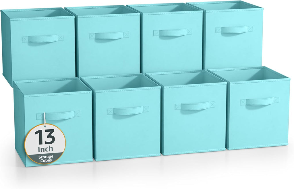 Sorbus 13 Inch Storage Bins - Sturdy Collapsible Fabric Storage Cubes with Handle - 8 Foldable