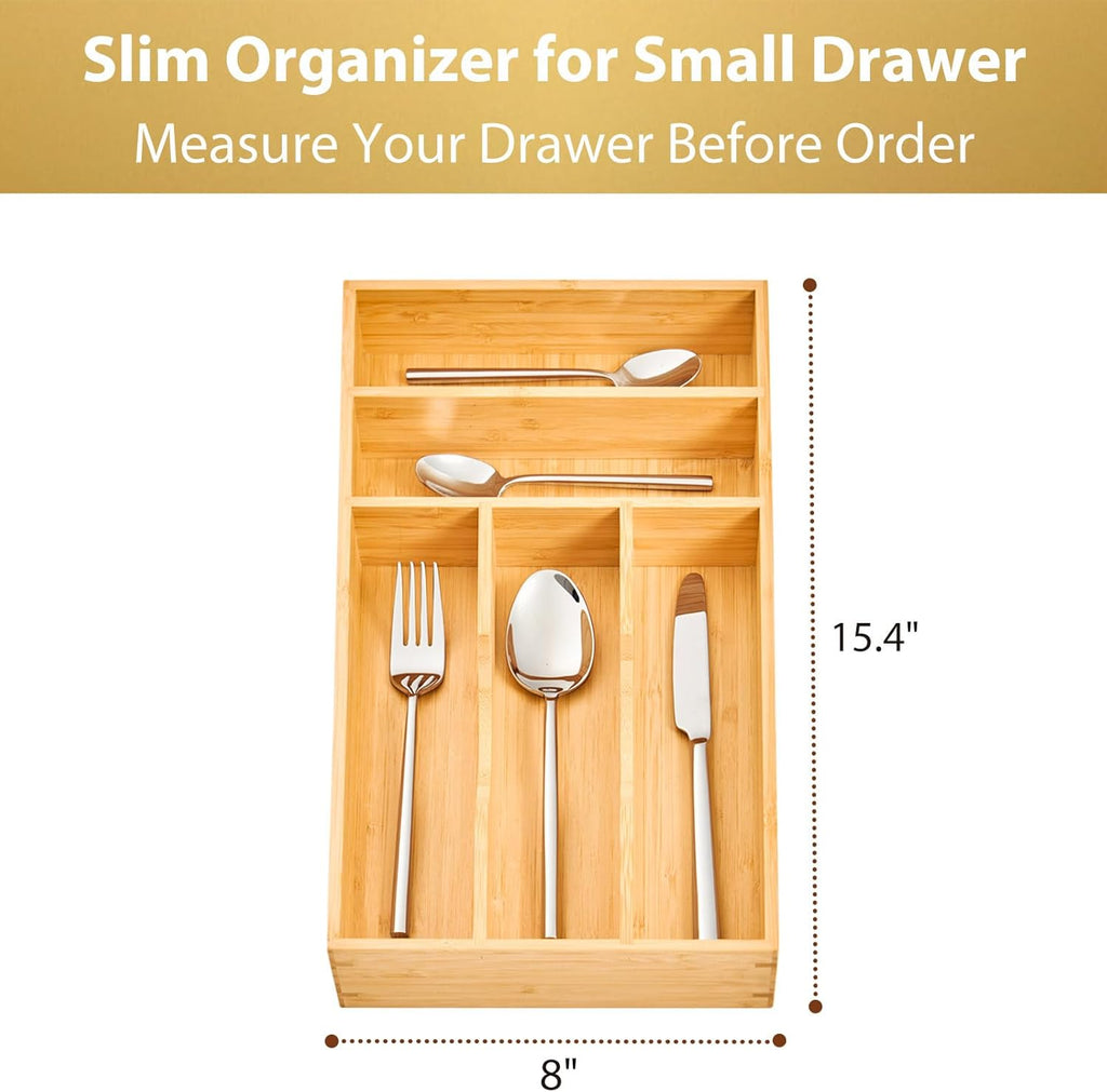 Umilife Bamboo Kitchen Drawer Organizer, 8 Inch – view 5