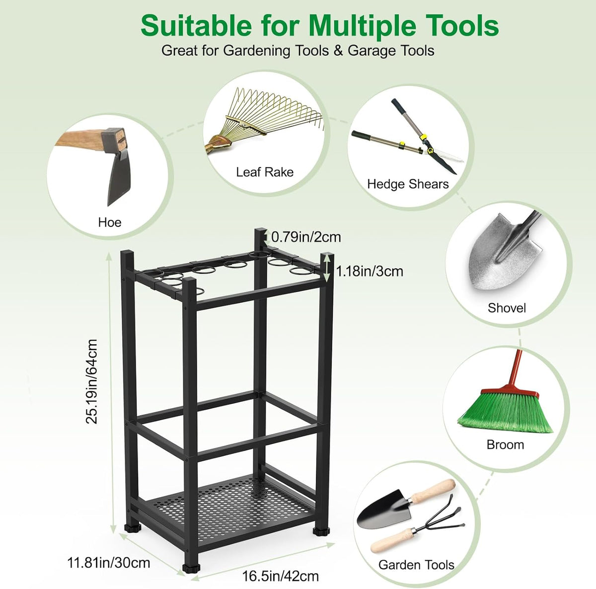 Dirza Garden Tool Organizer,Yard Tool Organizer for Garage Organization and Storage,Garden Tool