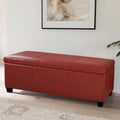 BELLEZE Storage Faux Leather Ottoman, 47 Inch Bench Bedroom Bench with Safety Close Hinge, Extra