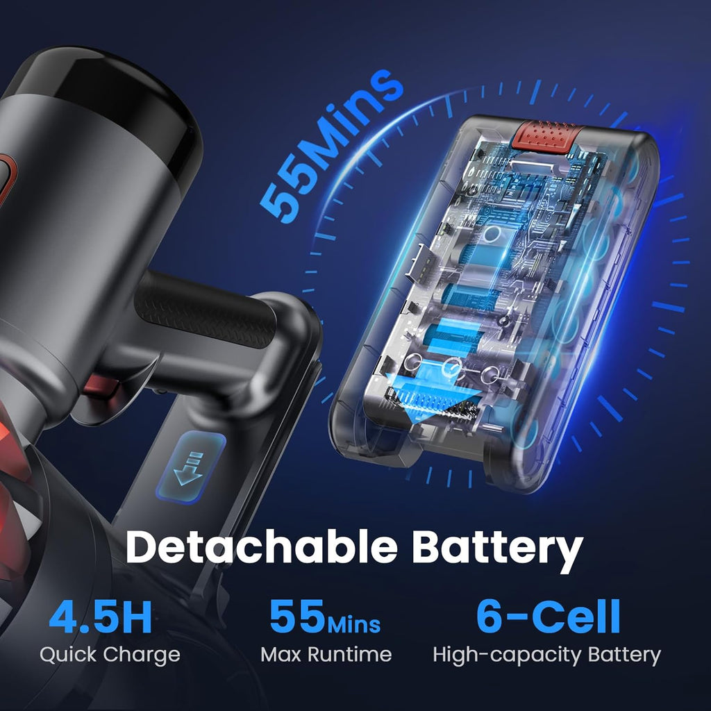 S3P Cordless Vacuum Cleaner, 45kPa Powerful Vacuum Cleaners for Home, 55-Min Runtime Rechargeable