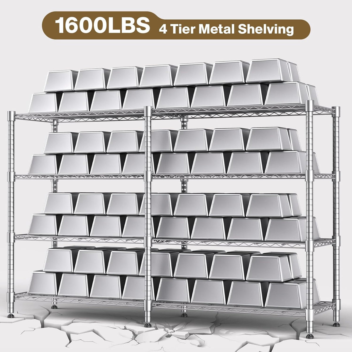 Himimi 4-Tier Adjustable Metal Shelving - 1600LBS Capacity, Heavy Duty Wire Organizer for Pantry