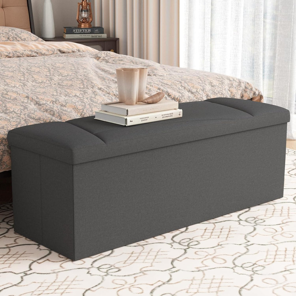 Ottoman with Storage, 43 Inches Folding Storage Ottoman Bench for Bedroom, End of Bed Bench