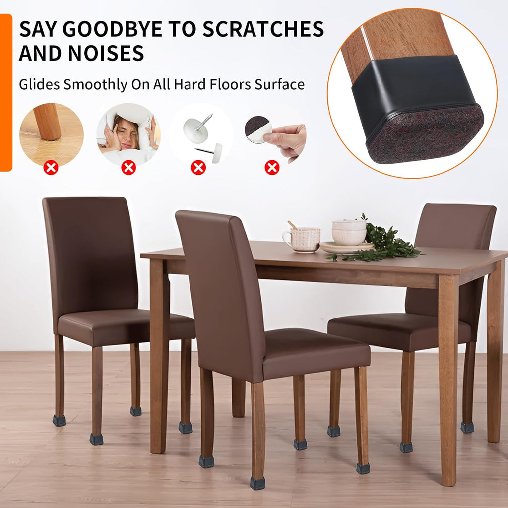 Ezprotekt 16 Pcs Rectangle Black Silicone Chair Leg Floor Protectors, Rectangle Felt Chair Leg